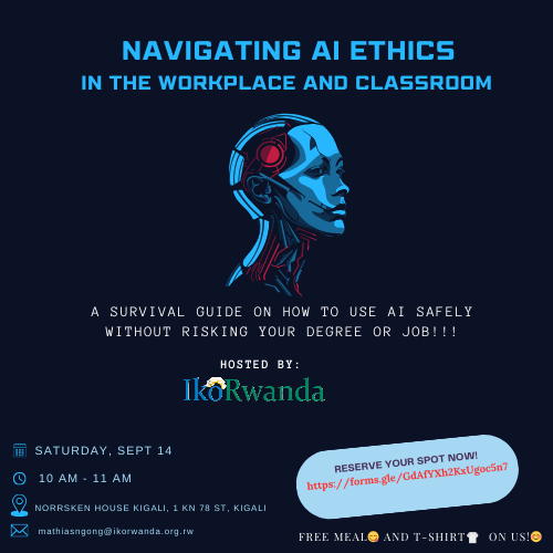 IkoRwanda AI Ethics Workshop promotional flyer